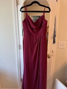 Elegant Wine Red Cowl Neck Maxi Dress